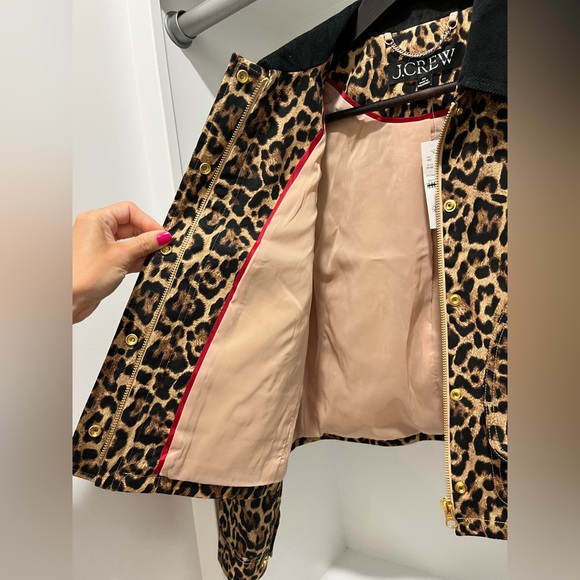 J. Crew Short Barn Jacket™ in leopard cotton canvas XS corduroy collar NEW light - Picture 9 of 14